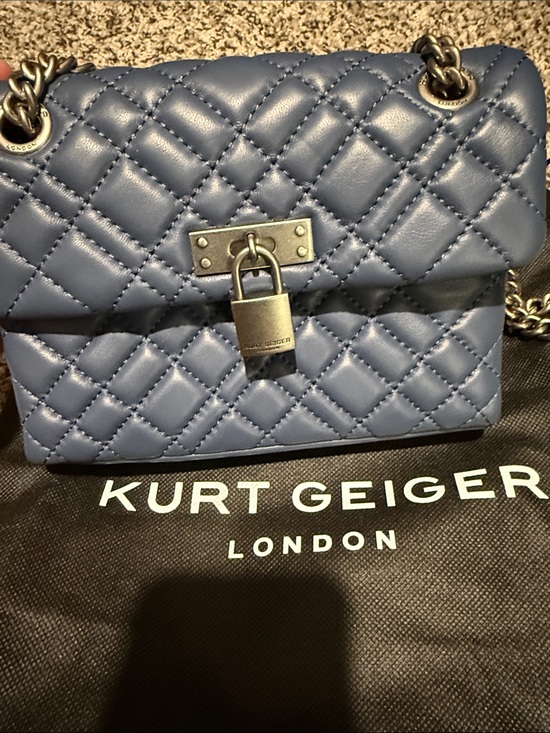 Kurt Geiger Handbags - Kurt Geiger Periwinkle Quilted Leather Shoulder Bag with Padlock